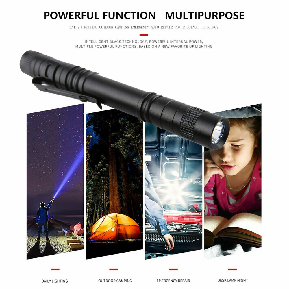 2x Mini Super Bright Small LED Torch Tiny Pen Light Camping Tactical Flashlight