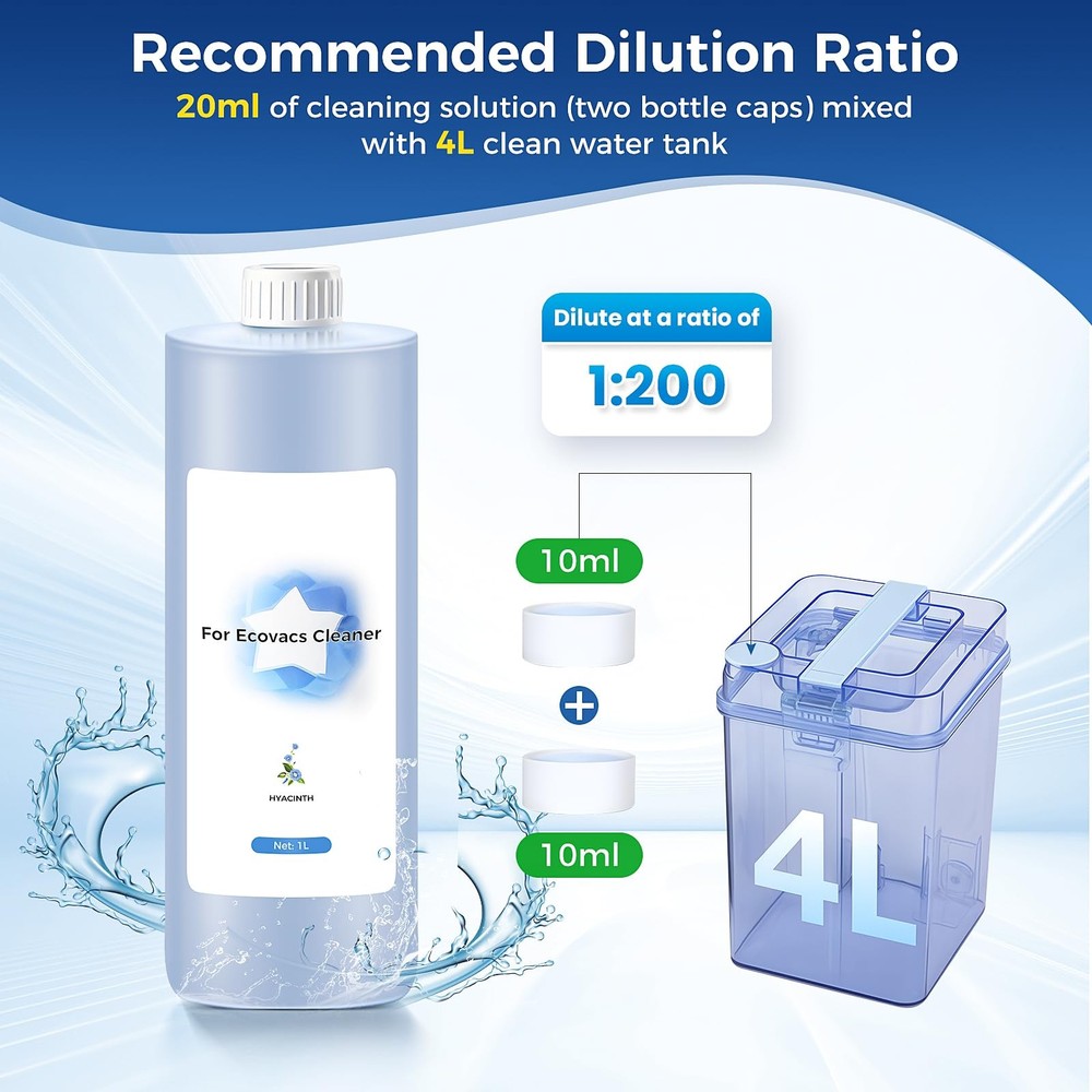 1L Multi-Surface Floor Cleaning Solution for Ecovacs Deebot T30S COMBO/T30S/X...