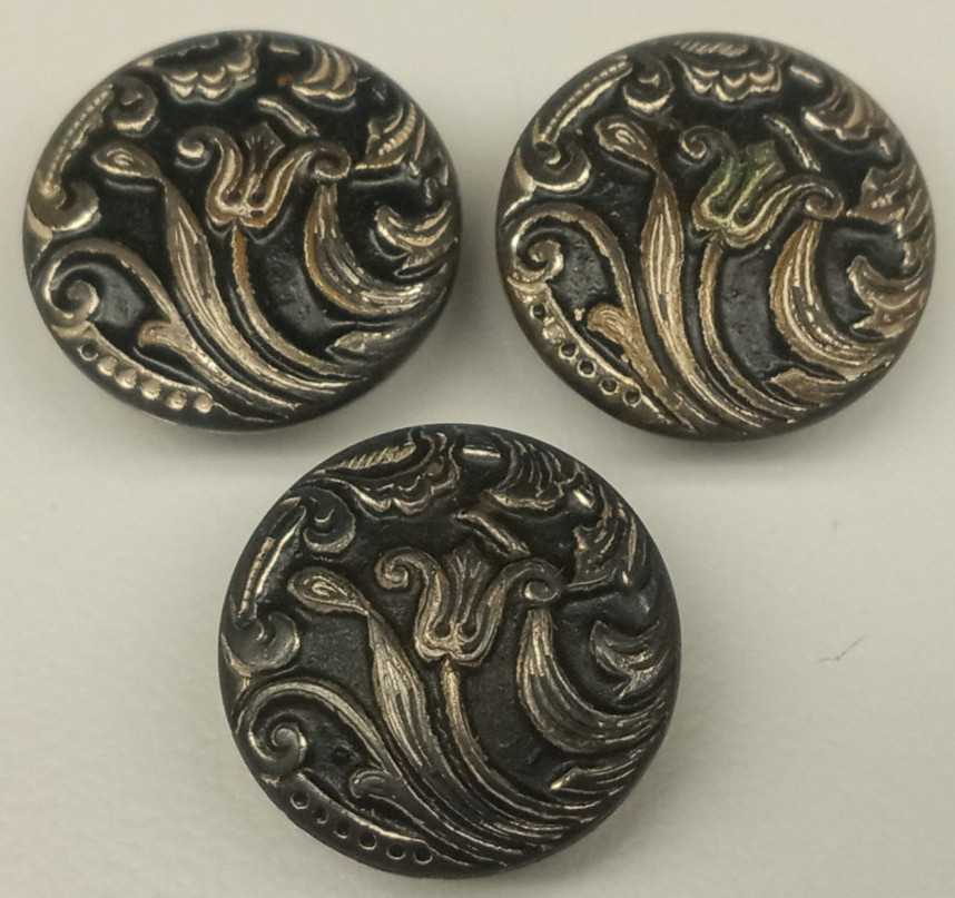 Antique Metal Picture Button 5/8" Flower Set of 3