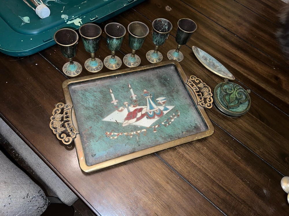 Jewish Shabbat Kiddush Serving Tray Set