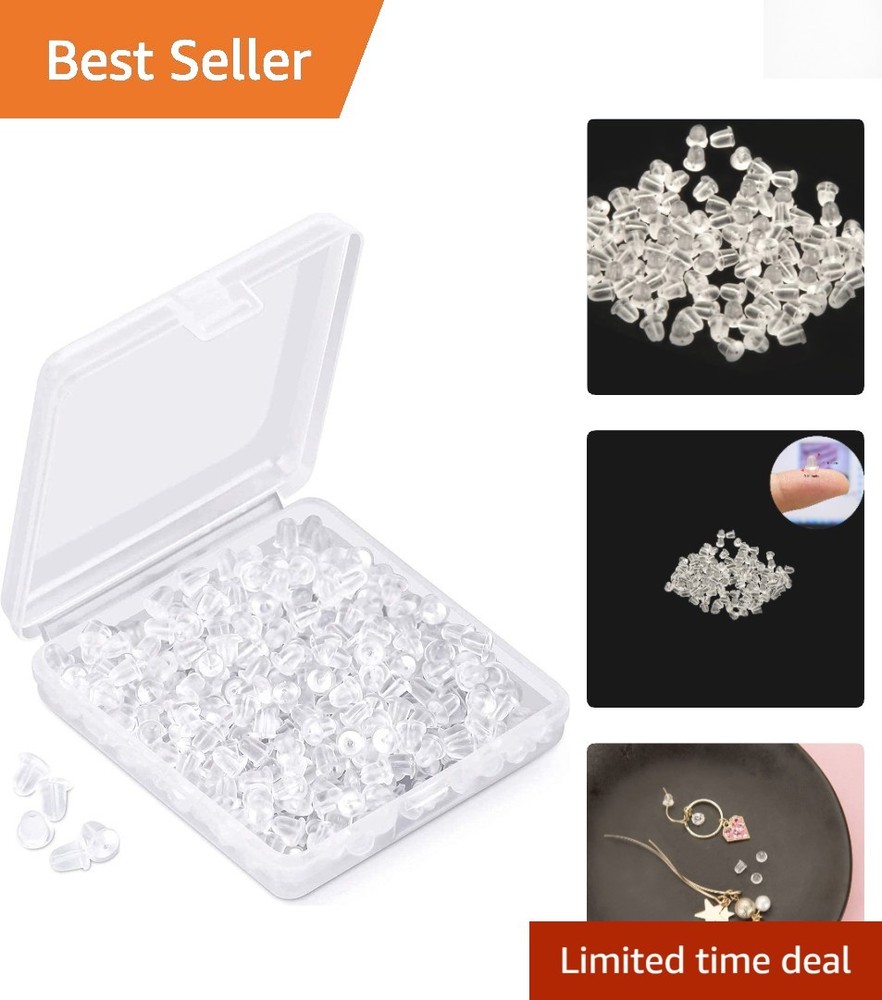 Soft Clear Silicone Earring Backings (300 Pack) - Perfect for Fish Hook Studs