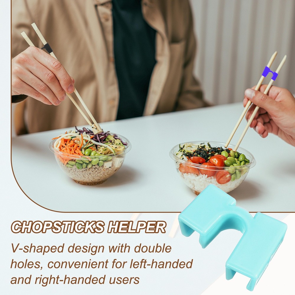 10Pcs Chopsticks Helper Reusable Training Chopstick Connector Sky Blue