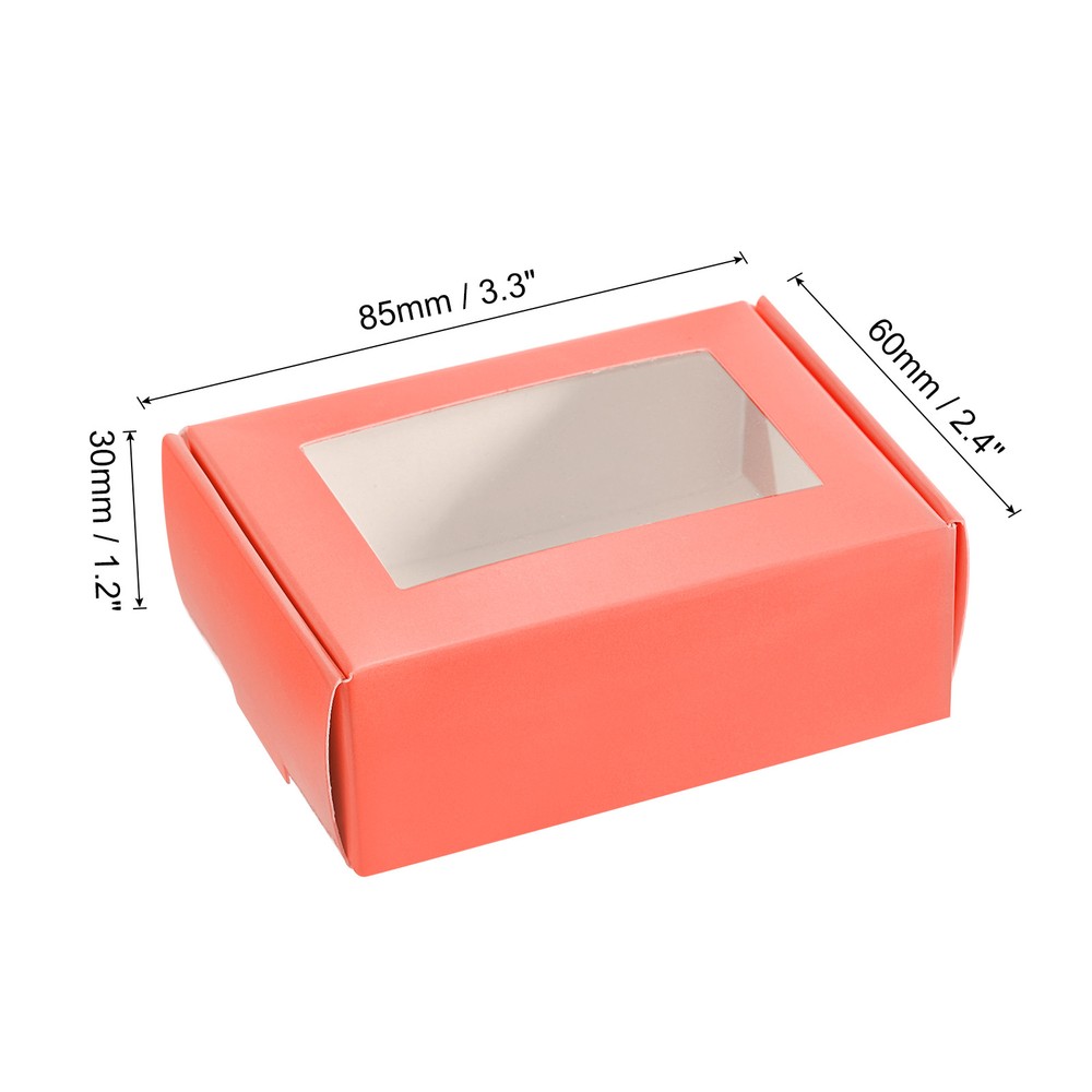 3.3x2.4x1.2" Paper Soap Box with Window, 40 Pack Soap Boxes Rectangle, Pink