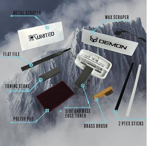 Demon Complete Basic Ski/Snowboard Tune Kit w/ Wax - 13 Pc. w/ Case