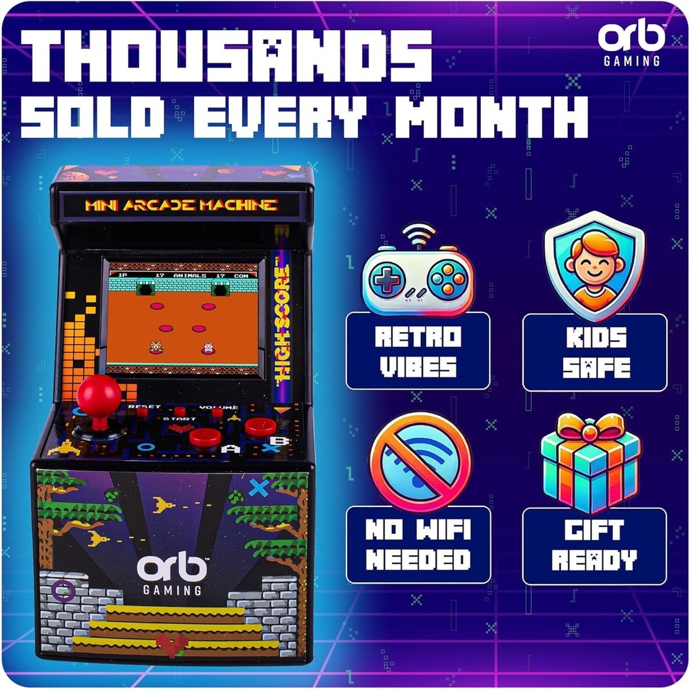 Classic Mini Arcade Machine – 300 Built-in Games & Authentic Joystick Control