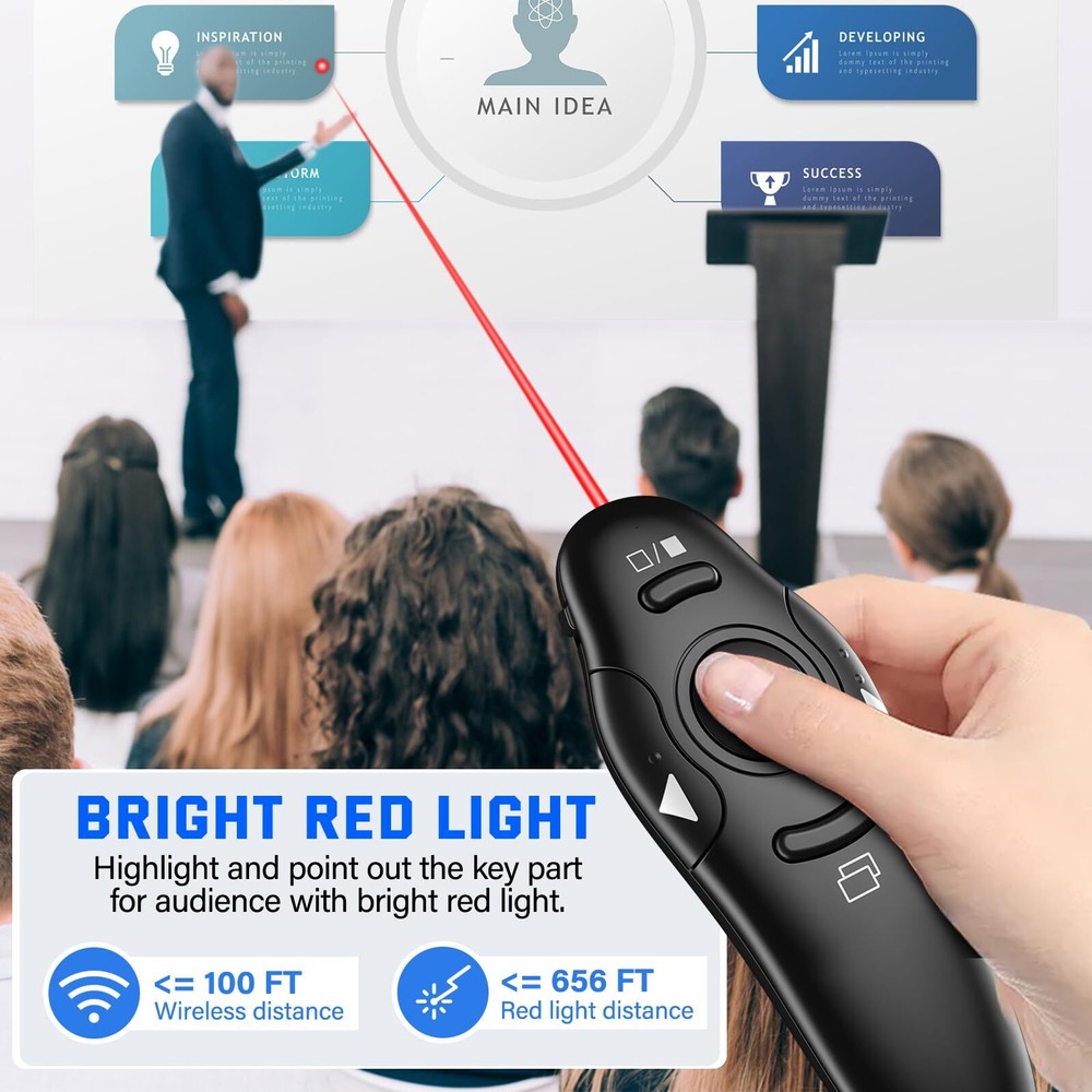 2-in-1 USB C Presentation Clicker Wireless Presenter Remote Clicker for Power...