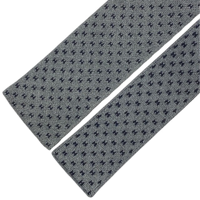 HERMES Tie Accessory Small Item All Over H Pattern H Logo Silk Gray
