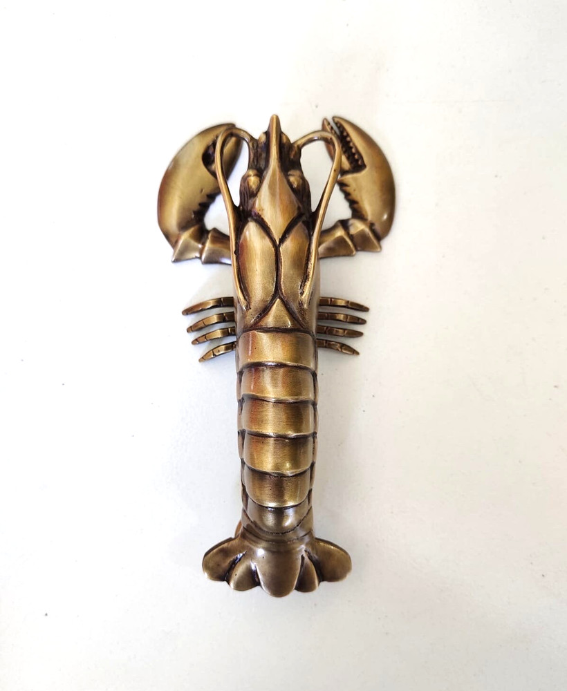 Lobster Solid Brass Stunning Cast heavy rustic 8" inch PRAWN Door banger knocker