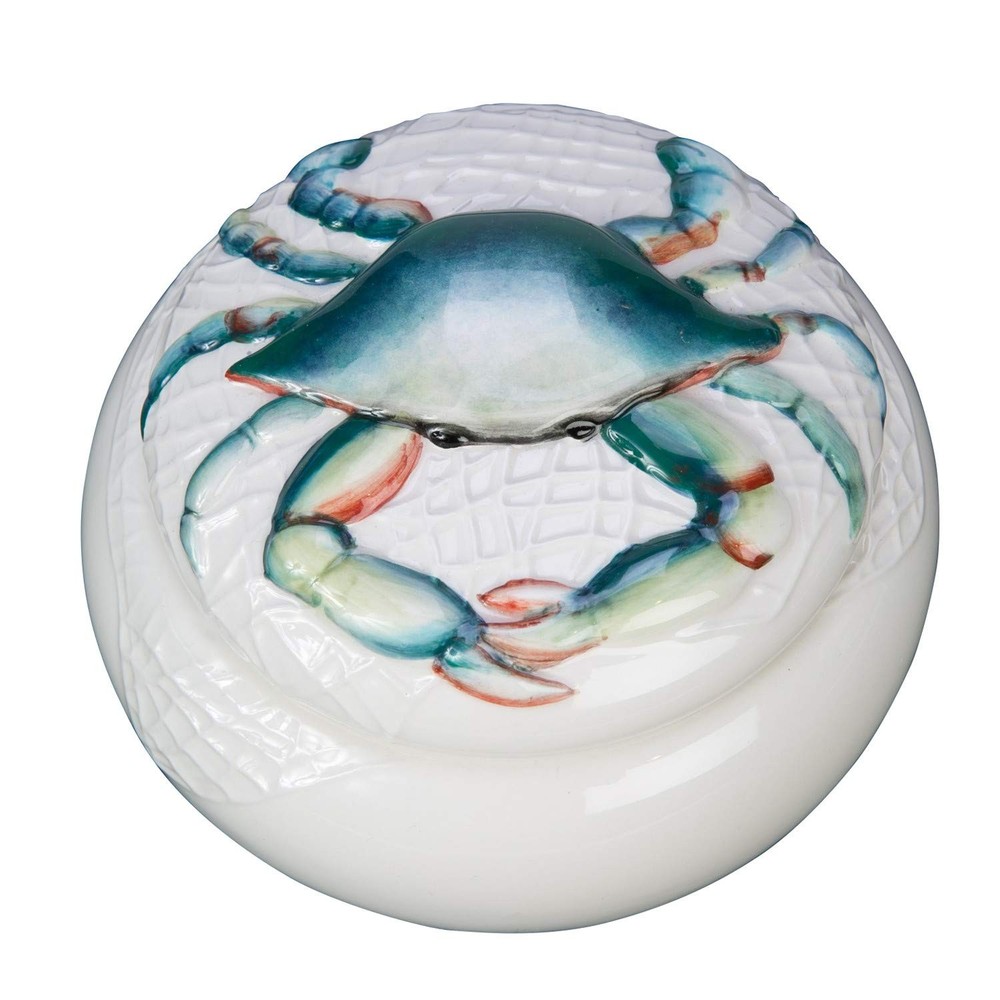 Ceramic Blue Crab Box Blue