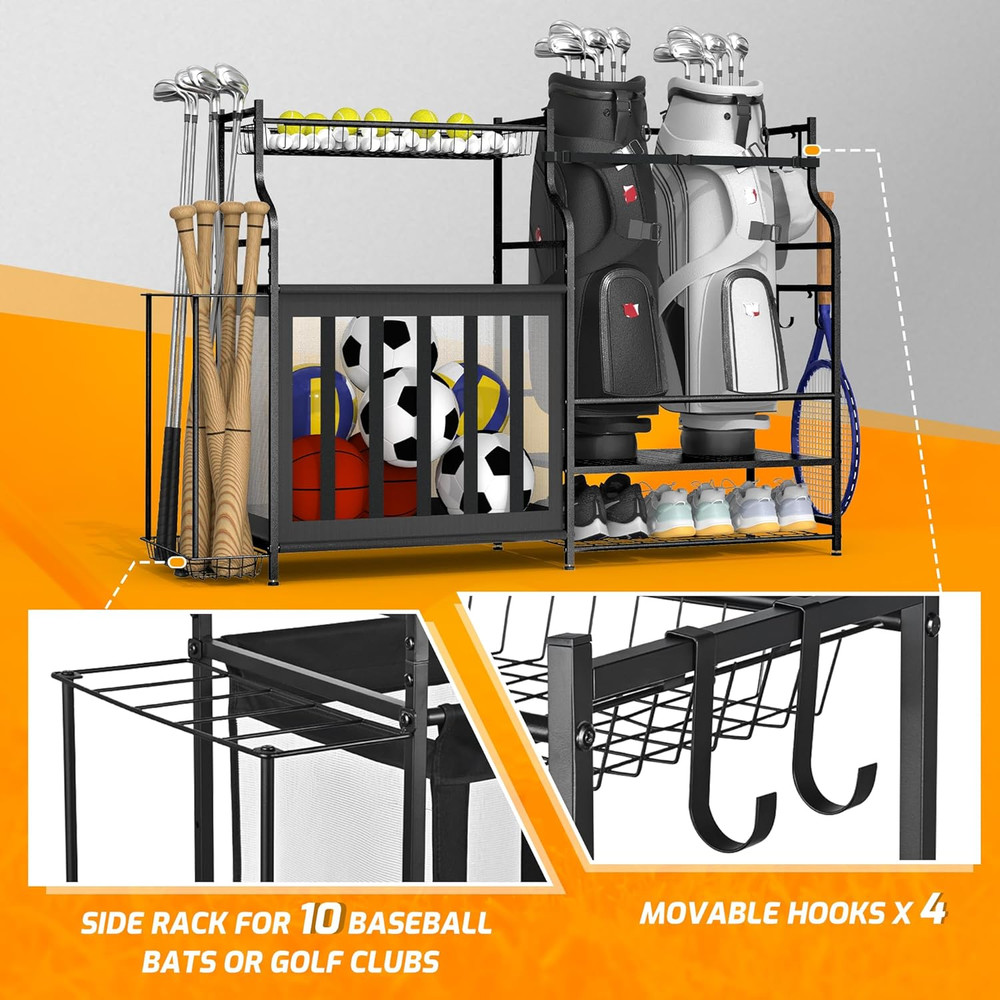 Garage Sports Gear Organizer & Ball Rack - Ultimate Storage Solution