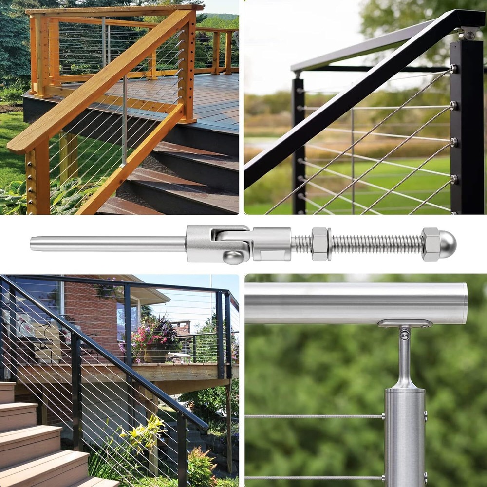 6" Long Angled Swage Threaded Stud, 3/16" 180 Degree Adjustable Angle 20 Pack