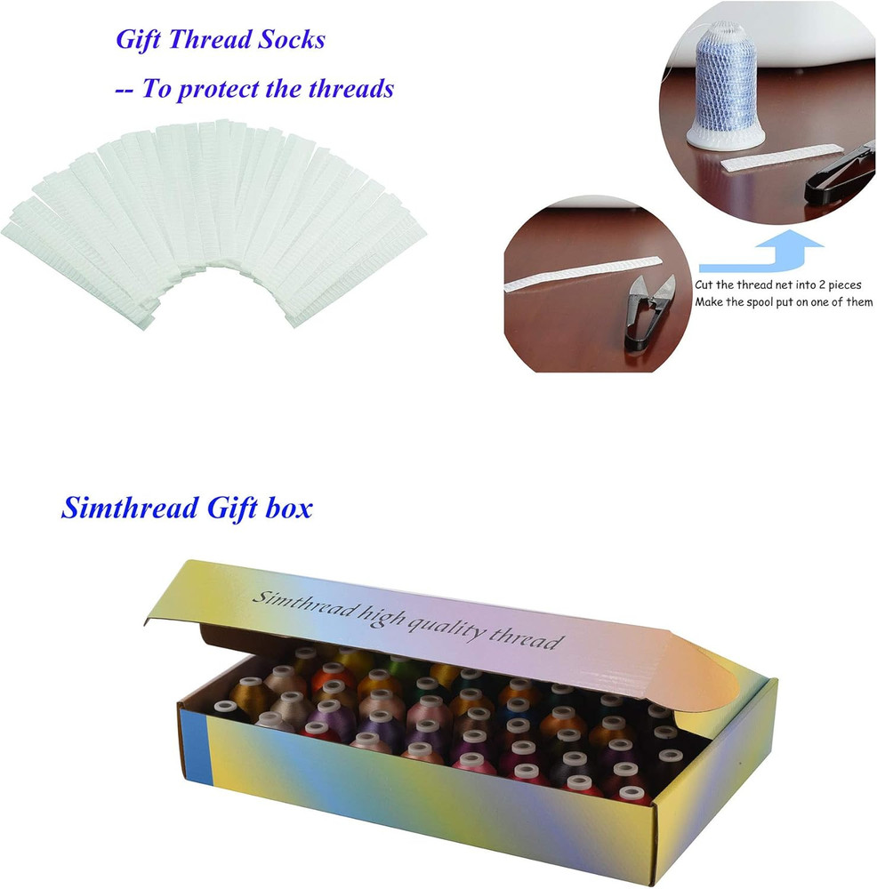 Simthread 60WT Sewing Embroidery Machine Thread Kit - 40 Colors 1100 Yards Spool