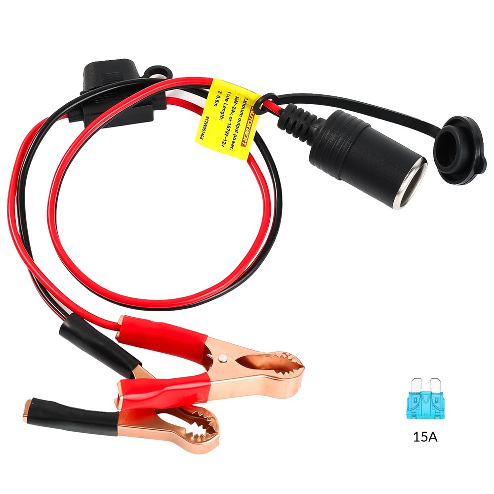 Cigarette Lighter Extension Cable Car Battery Alligator Clip Socket Adapter 2ft