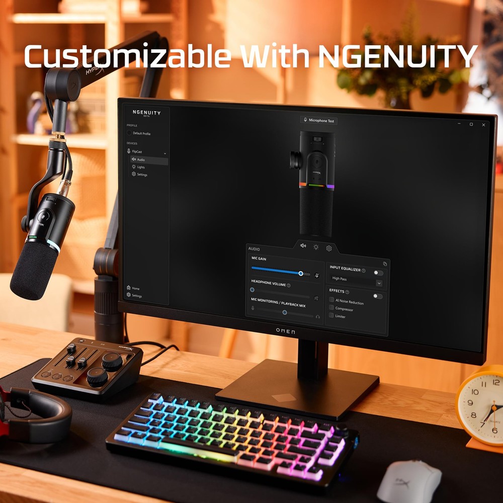 HyperX FlipCast Streaming XLR/USB Dynamic Microphone for PC, MacOS, PlayStation