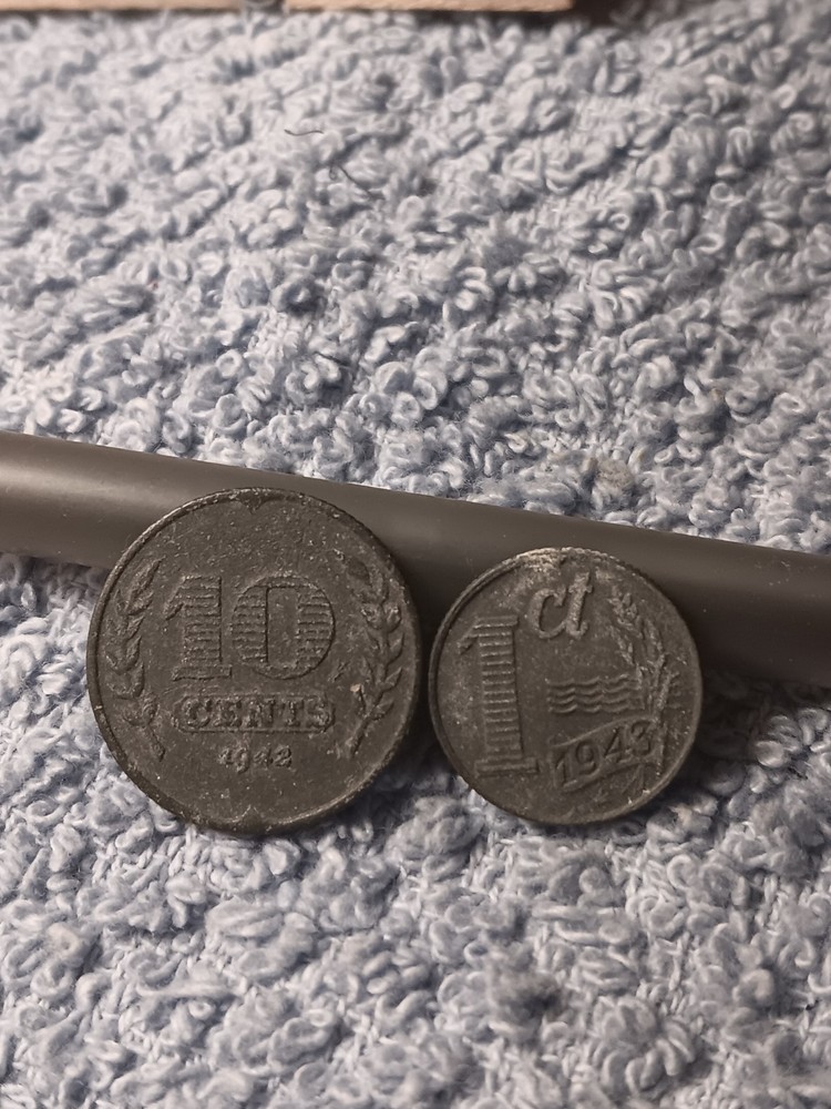 Heavily Circulated WW2 Netherlands Coins, Has Oxidation