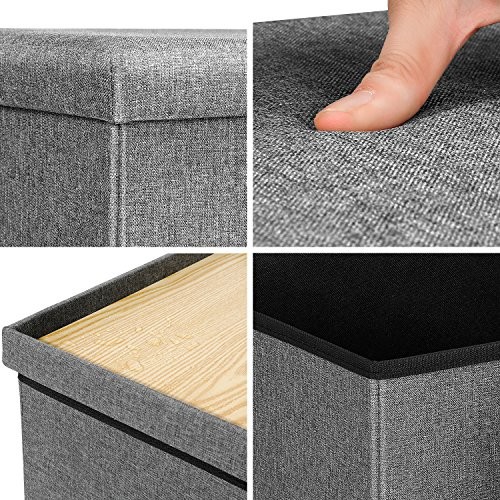 Storage Ottoman with Tray, Small Ottomans Cube Folding Coffee Grey-square