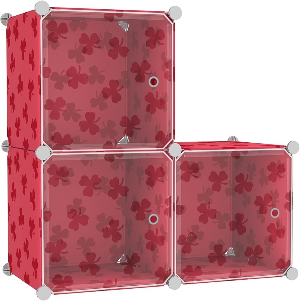 Cube Storage Organizer W/ Doors 3-Cube Shelves DIY Plastic Modular Bookshelf