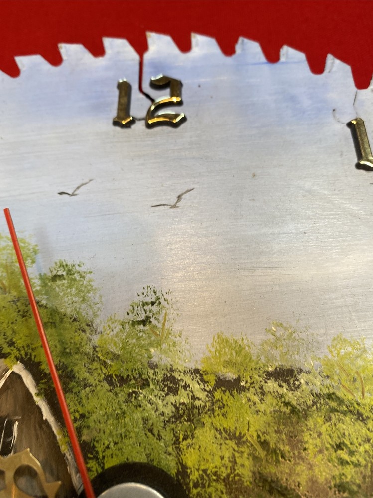 Circular saw blade hand paint clock