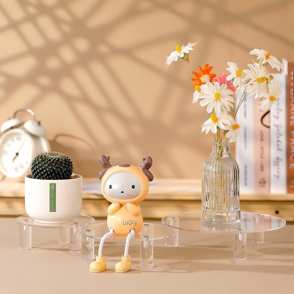 3 Pcs Acrylic Display Riser Round Stand Clear clear
