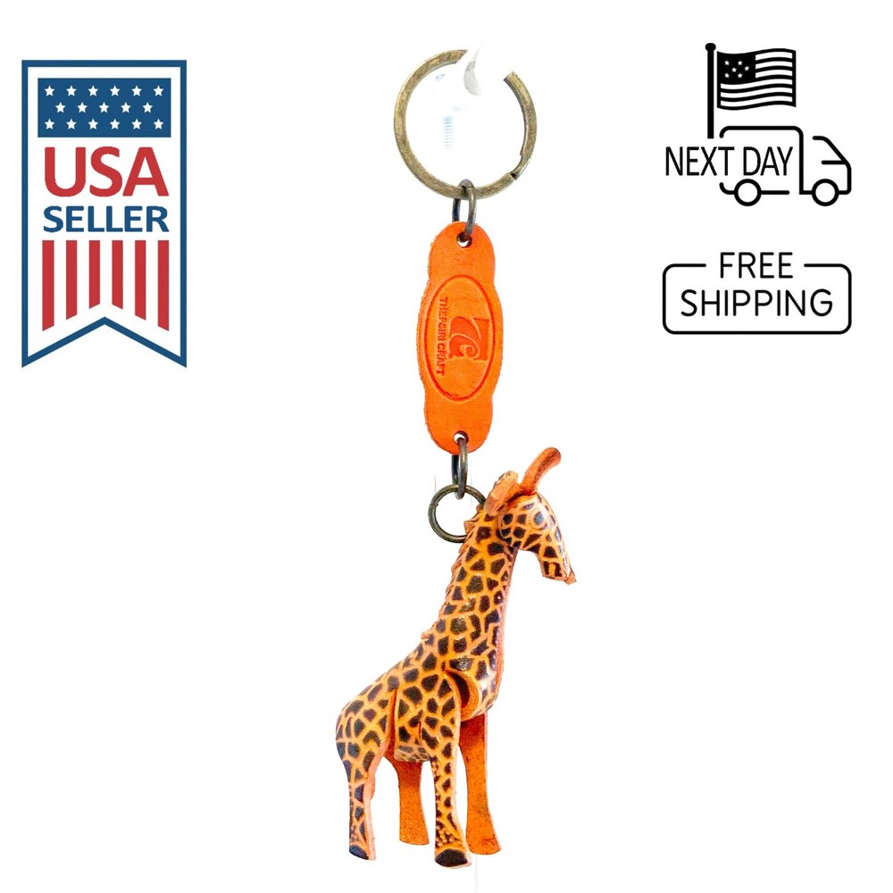 Giraffe Handmade Leather Keyring