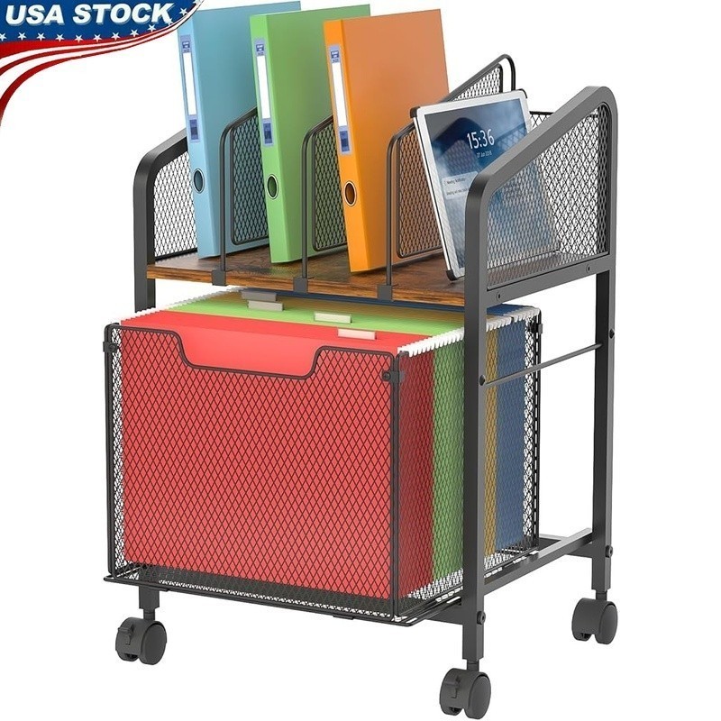Rolling File Cabinet Adjustable Dividers Ample Storage Easy Move Organizer New