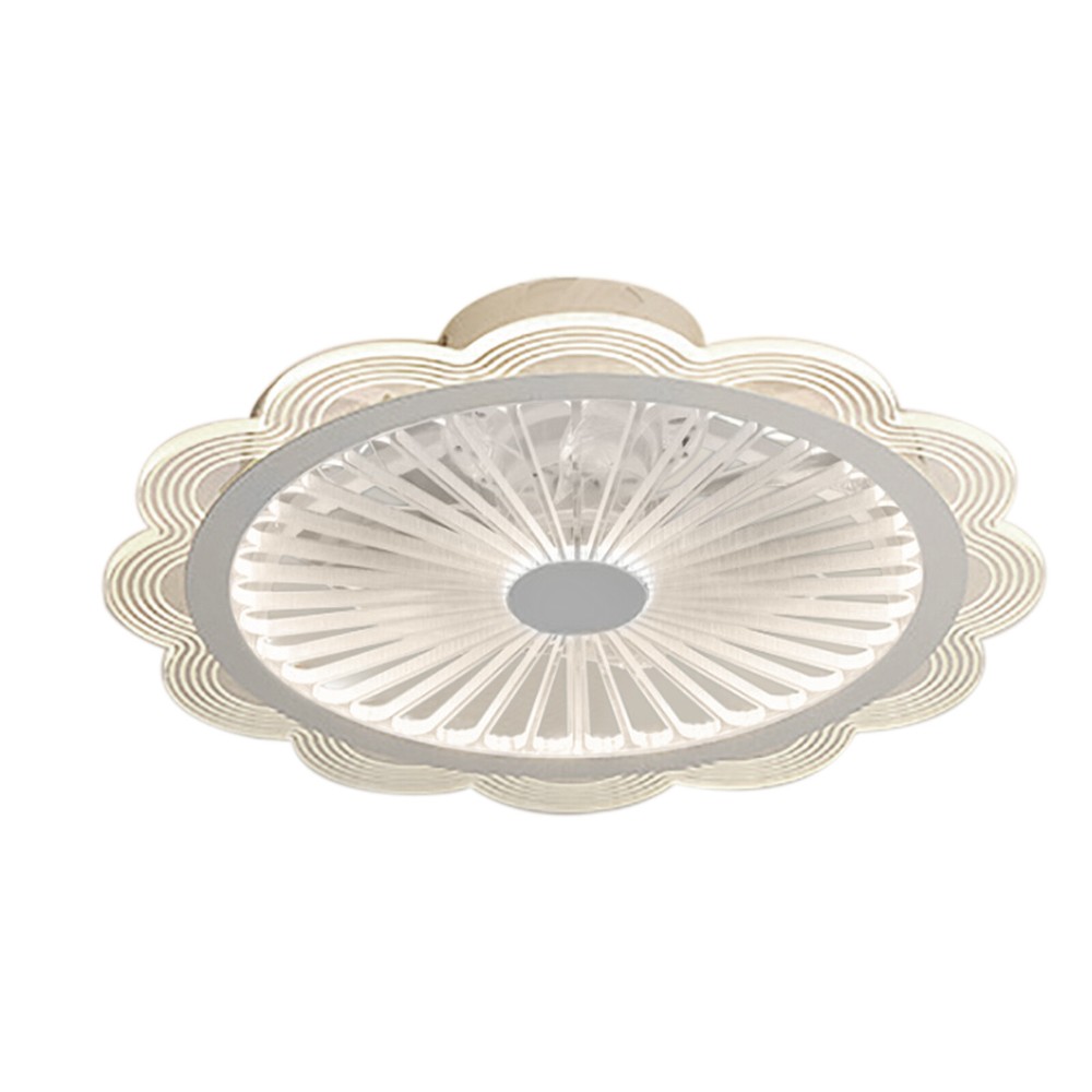 Flush Mount Ceiling Fan Light Dimmable LED Chandelier Fan W/ Remote Control