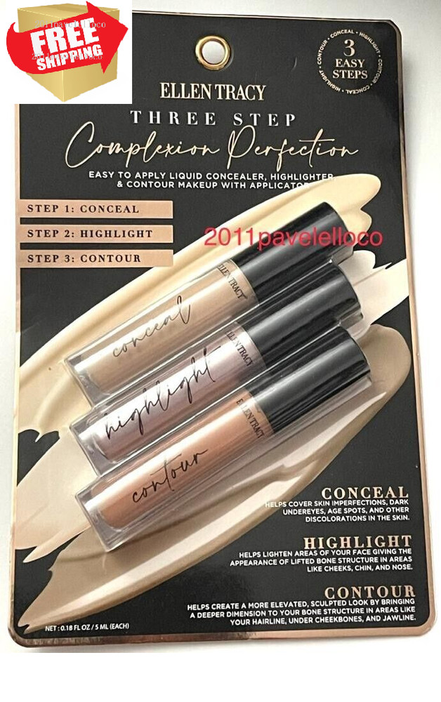 ELLEN TRACY Complexion Trio Set Conceal, Highlight, Contour ~ three steps