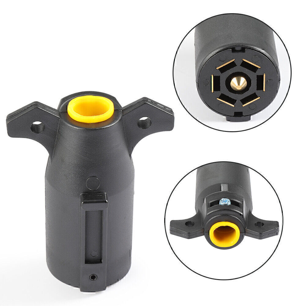 Pair 7 Way Round RV Style Trailer Light Plug Connector Replacement End Blade Euo
