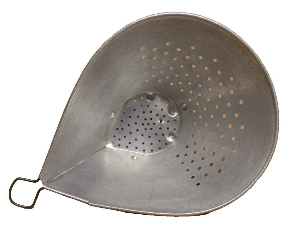 Vintage Teardrop Colander Sieve Strainer Hanging Loop Riveted Base MCM