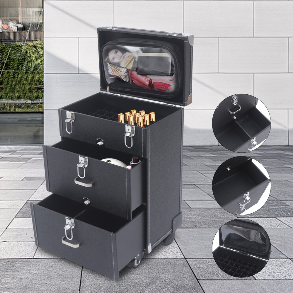 Professional Rolling Makeup Train Case Cosmetic Trolley Makeup Storage Organizer