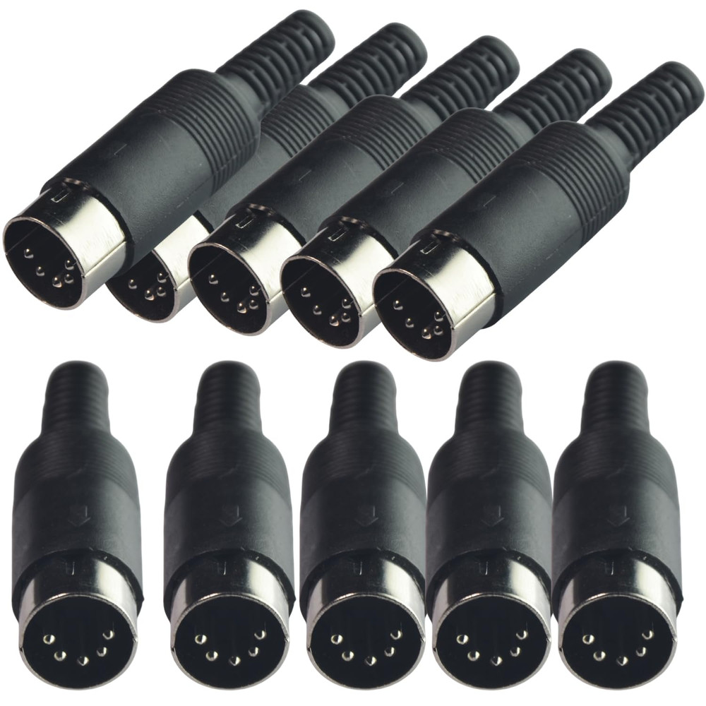 DIN 5-Pin Plug MIDI Cable Connector (10 Pack)