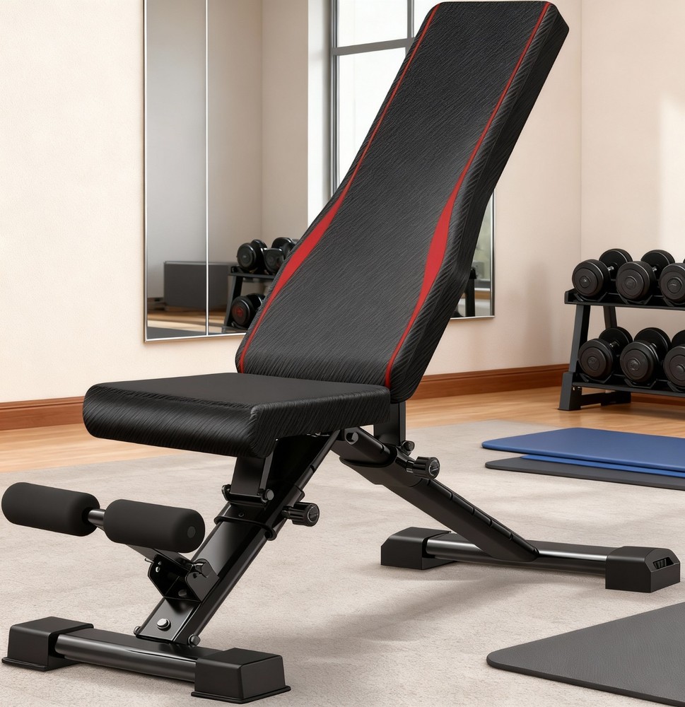 Adjustable Weight Bench Foldable Workout Bench w/18.5" Seat Height Easy Assembly