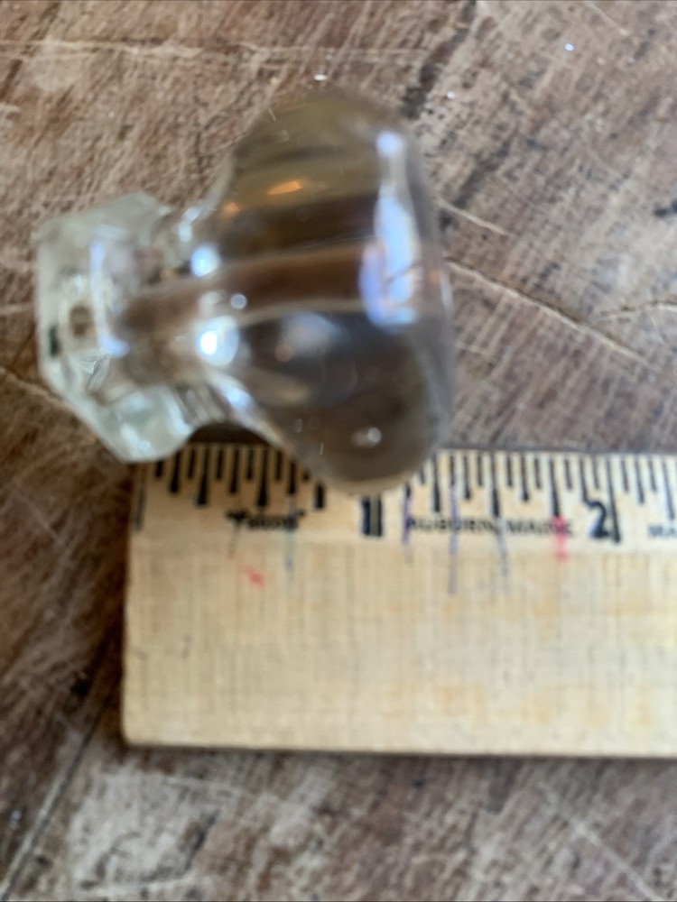 3 VINTAGE 1" 1-1/4" DEPRESSION HEXAGONAL CLEAR GLASS KNOBS & 1-3/4" OCTAGON PULL