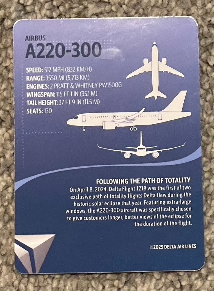 A220 Delta Plane Card # 64 from 2025 Set