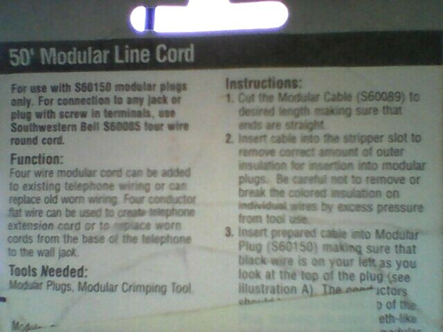 SOUTHWESTERN BELL - 50' MODULAR LINE " WITHOUT END PLUGS " BEIGE