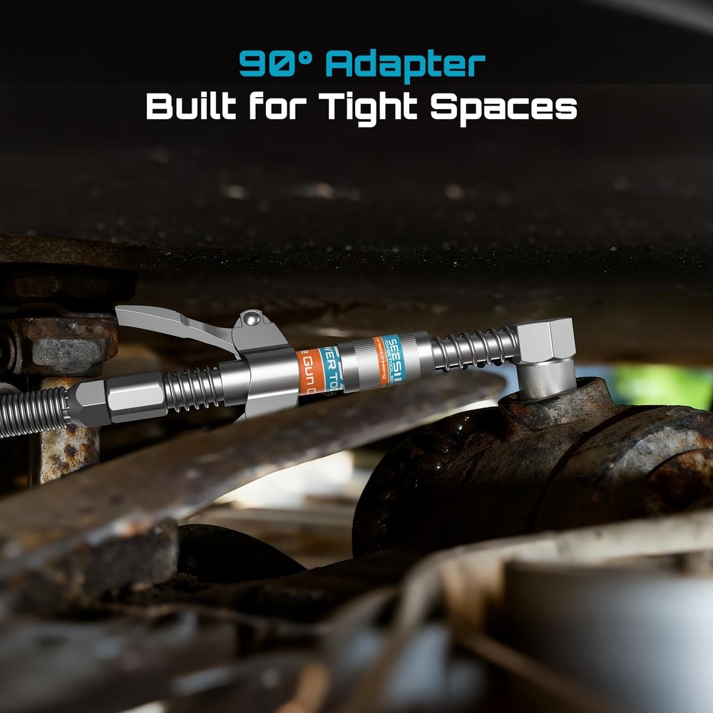 Seesii Grease Gun Accessory Kit, Standard Kit (with Needle Tips), silver