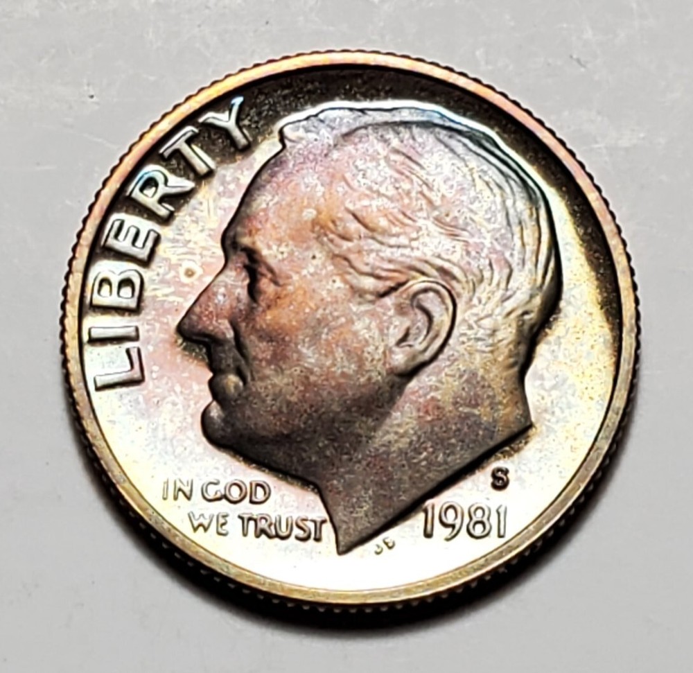 TONED 1981 S ROOSEVELT DIME PROOF UNC #C6975