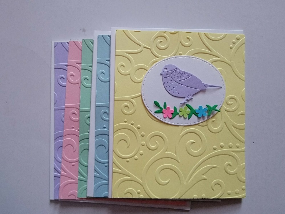 Embossed Note Cards- 5 (4 x 5) cards With Envelopes - Blank Inside