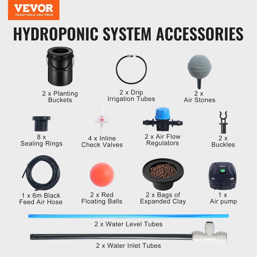 For DWC Hydroponics Grow System, Hydroponic Growing System with Top Drip Kit, D