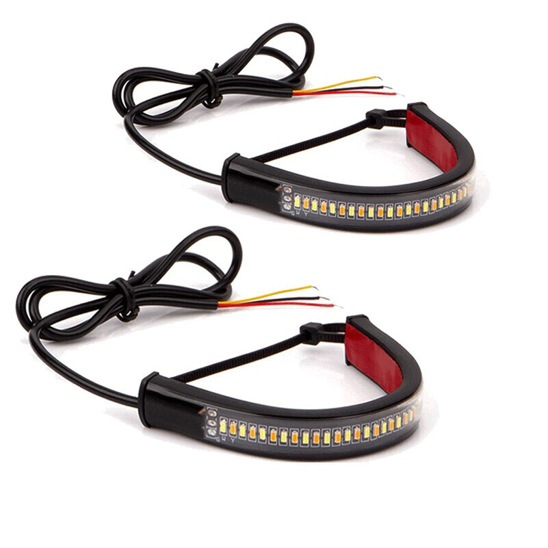 Pair Motorcycle White/Amber Switchback LED Fork Turn Signal DRL Light Strips US