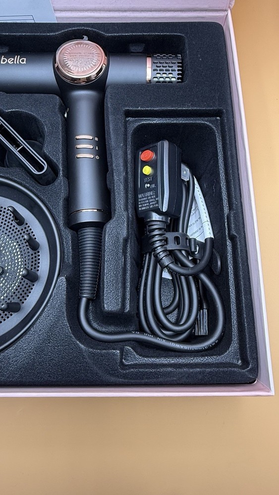 ELLA BELLA® Professional Ionic Hair Blow Dryer with Diffuser -NEW Open Box Black