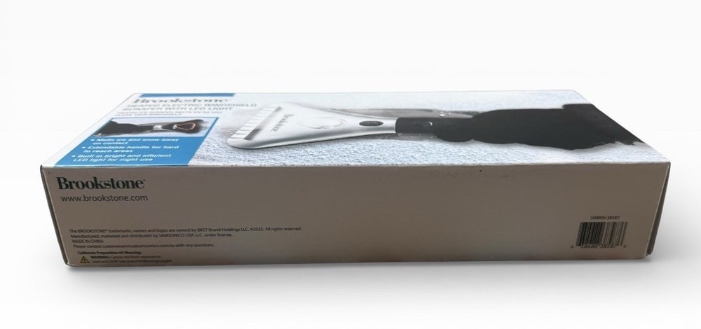 Brookstone Windshield Scraper Heated Electric With LED Light Snow Ice Melter NEW