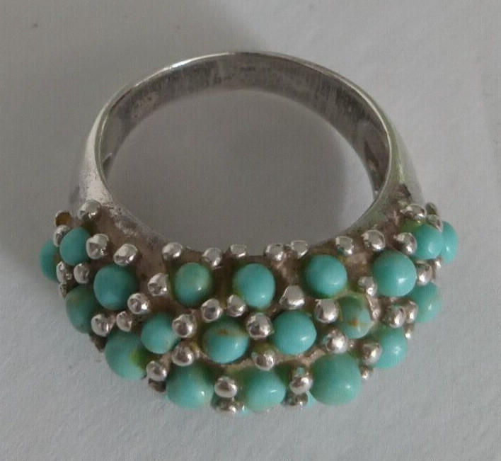 Sterling silver & Turquoise Cluster Dome ring sz. 8