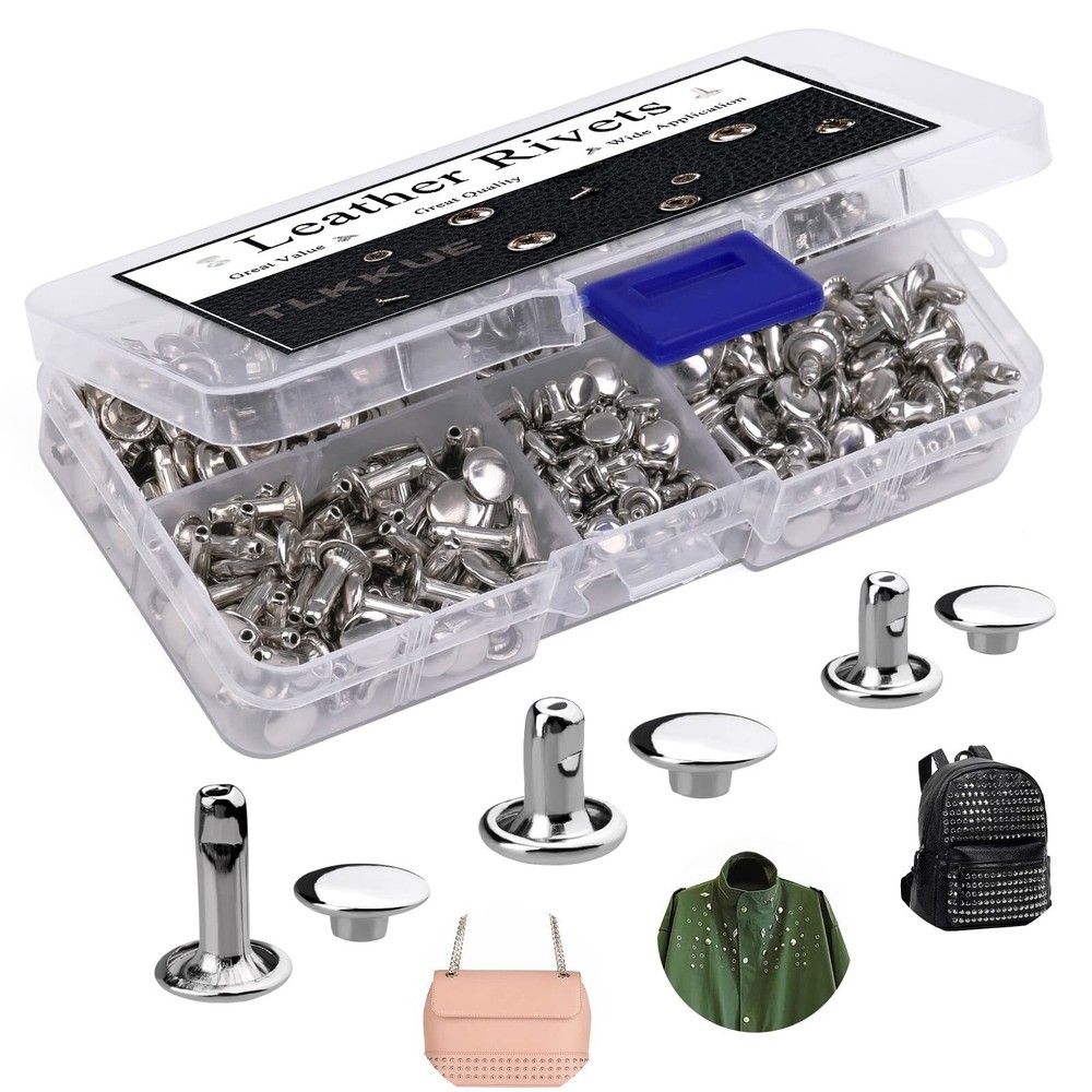 240 Sets Rivets for Leather Leather Rivets 3 Sizes Leather Double Cap Rivets ...
