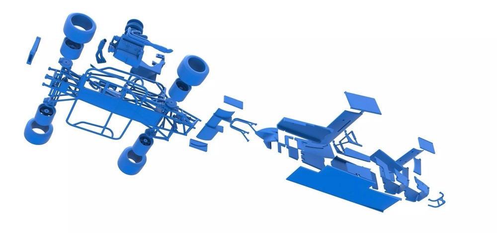3D Printed Super Modified Front Engine Winged Race Car In 1/25 Scale