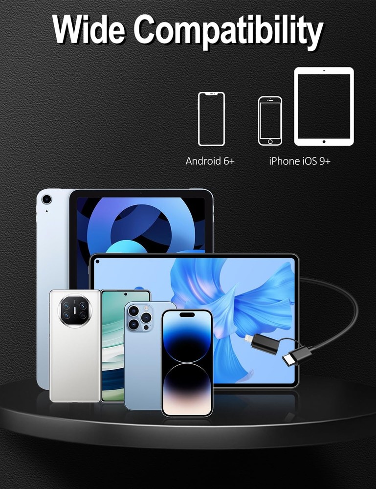 Endoscope Camera with Light, 1920P HD Borescope 8 Adjustable LED black