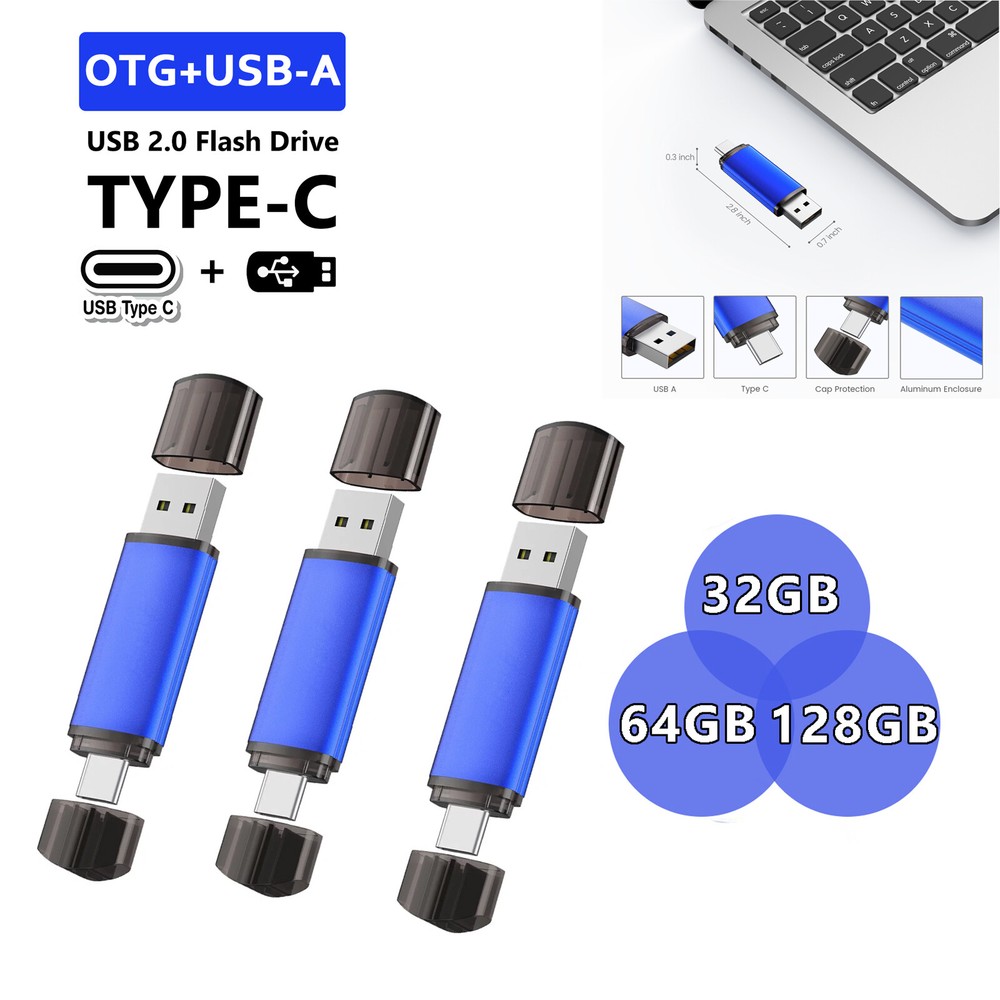 USB 2.0 32/64/128GB Type-C/ A Dual Flash Drive Memory Stick For Android Phone PC