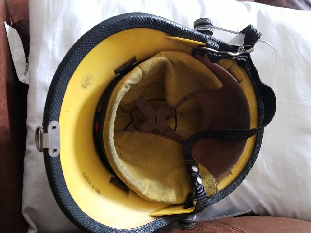 vintage cairns leather fire helmet 1966