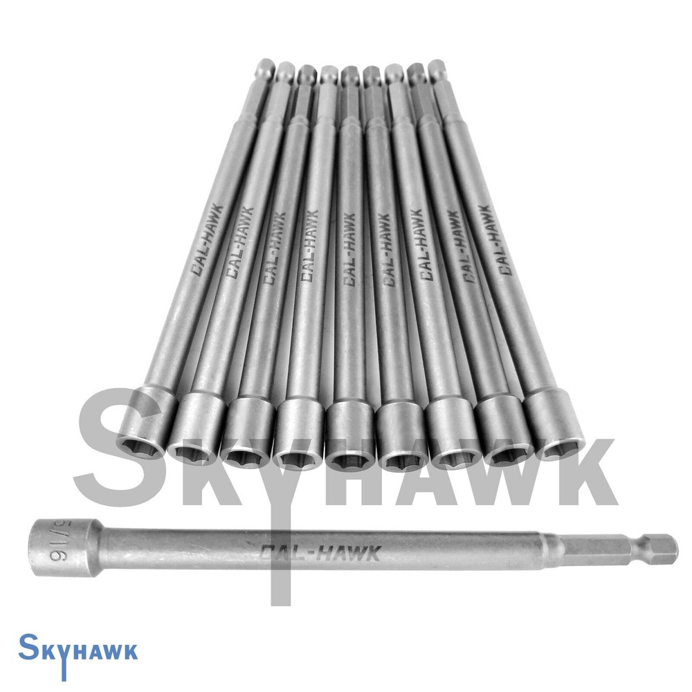 10 Pc. 5/16" x 6" Long Magnetic Nut Setter Quick Driver Release/Change Bundle
