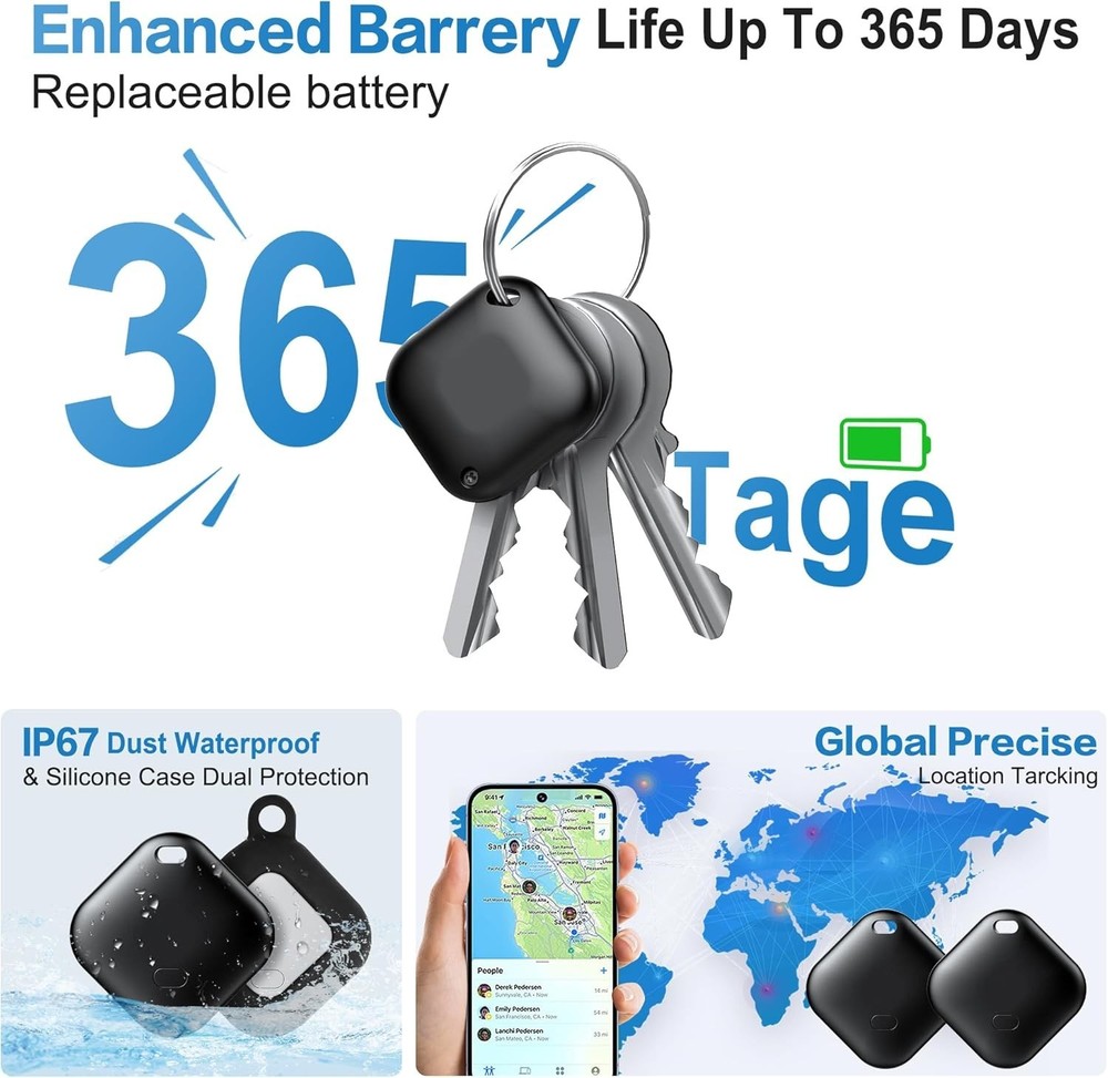 4-Pack Android Bluetooth Tracker Set with Cases | Waterproof Item Finder